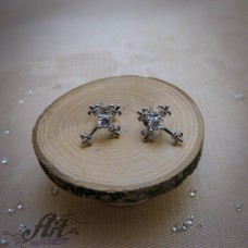 Сребърни обеци с циркони "Кръст"- E-1417